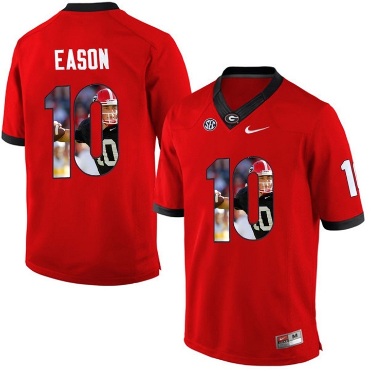 Georgia Bulldogs Men's NCAA Jacob Eason #10 Red Player Art Printing Player Portrait Limited College Football Jersey HTD6449VY